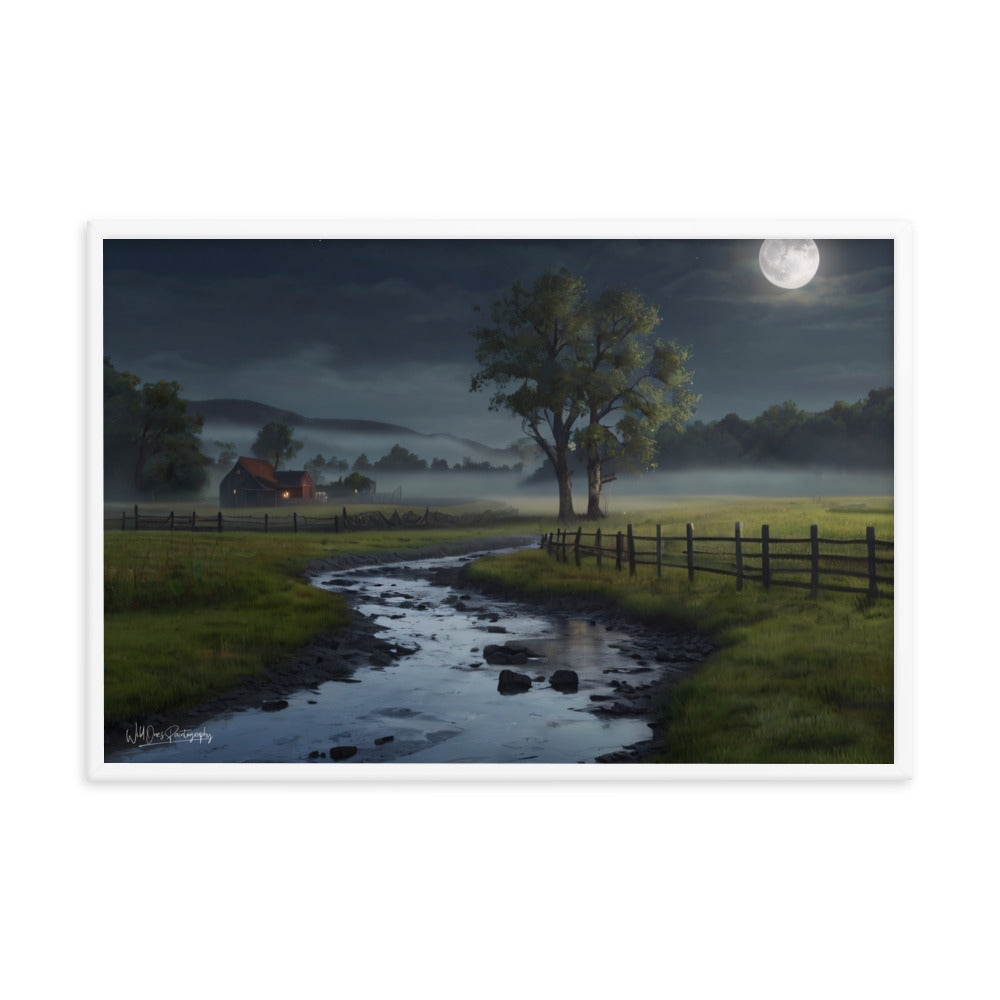 Misty Moon Creek - Framed Paintography