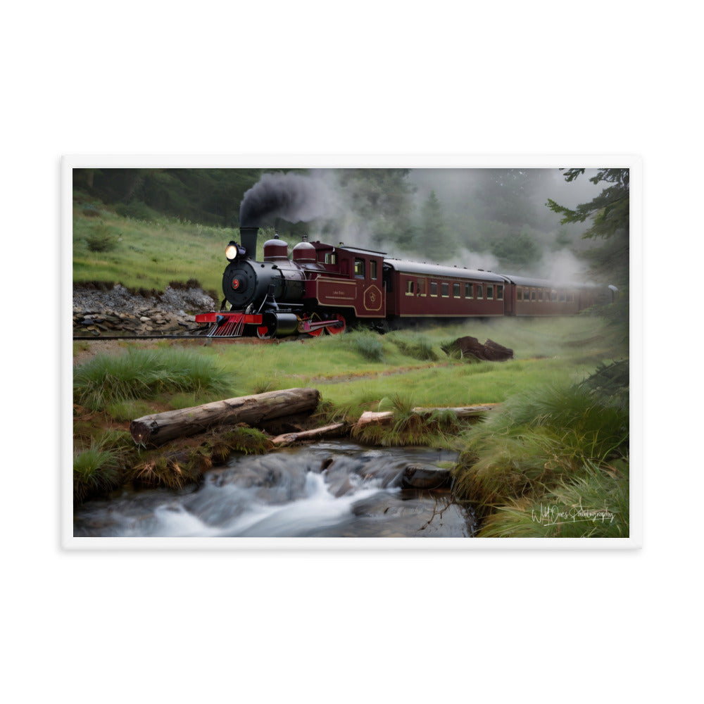 Misty Forest Train - Framed Paintography