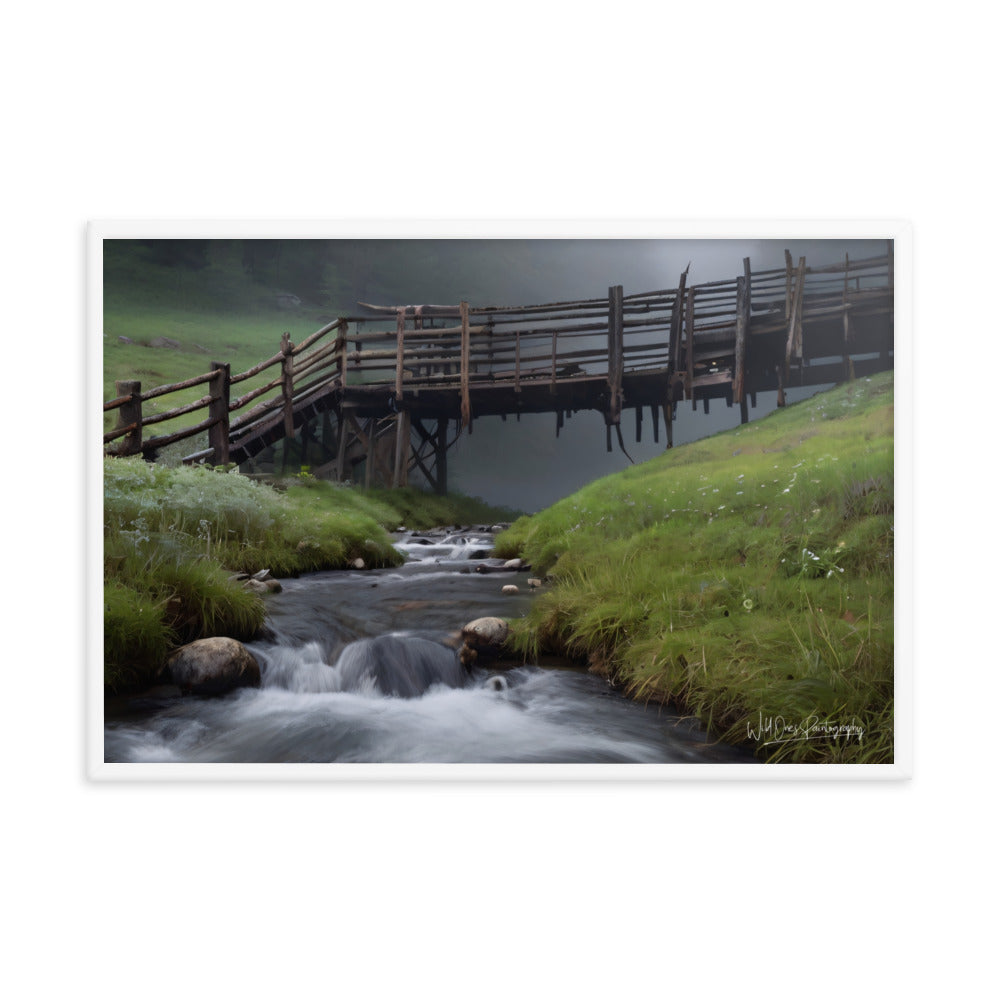 Misty Creek Bridge - Framed Paintography