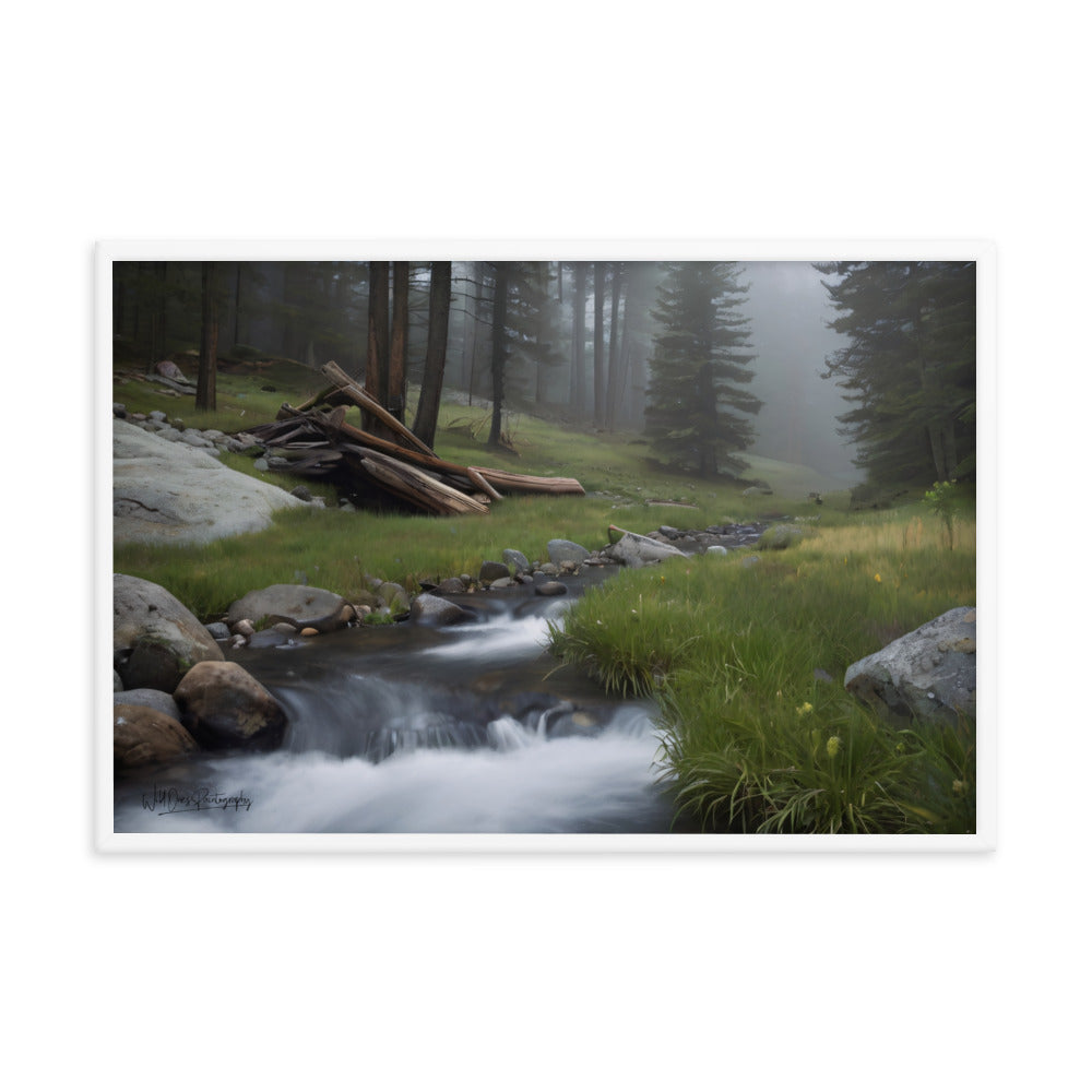 Misty Woodland Stream - Framed Paintography