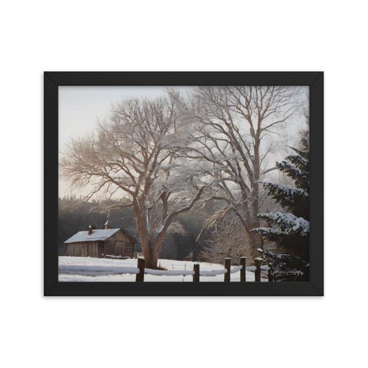 Winter Wonder Cabin - Framed Paintography