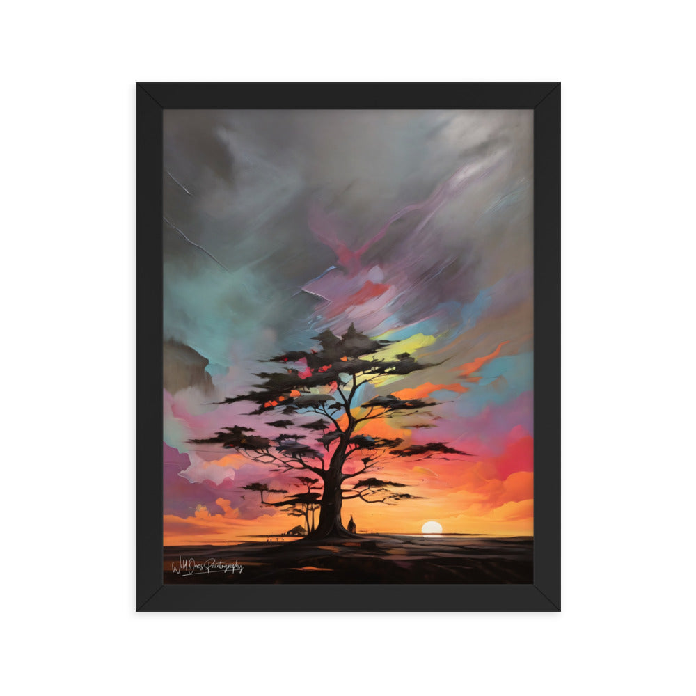 Vibrant Tree Sunset - Framed Paintography