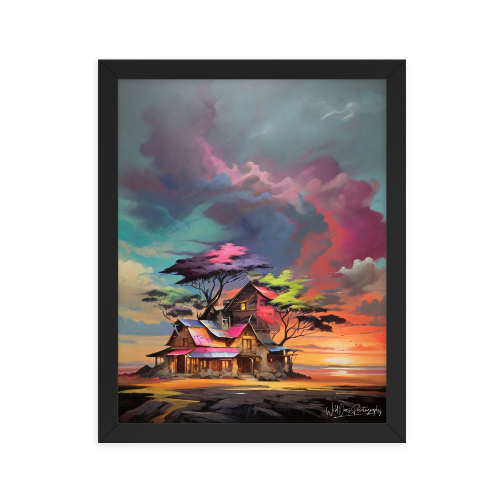 Vibrant Home Sunset - Framed Paintography