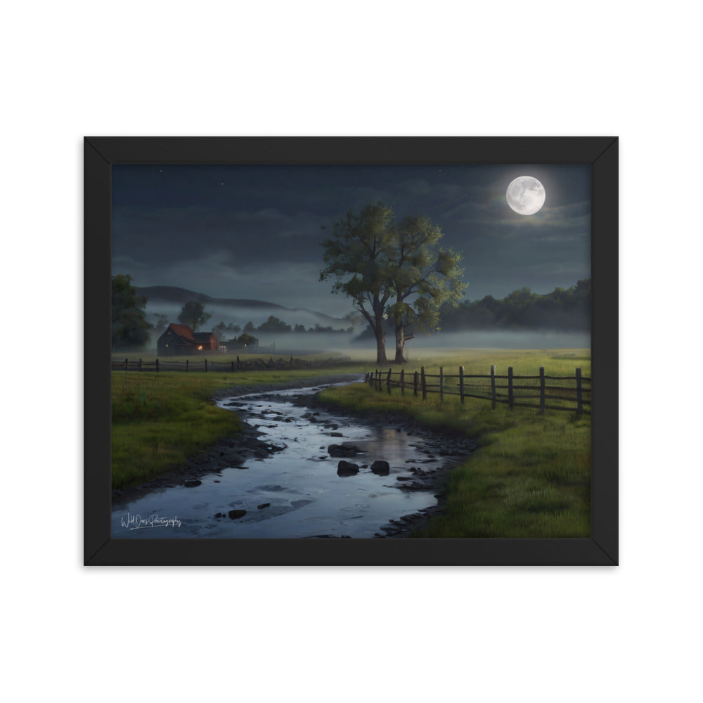 Misty Moon Creek - Framed Paintography
