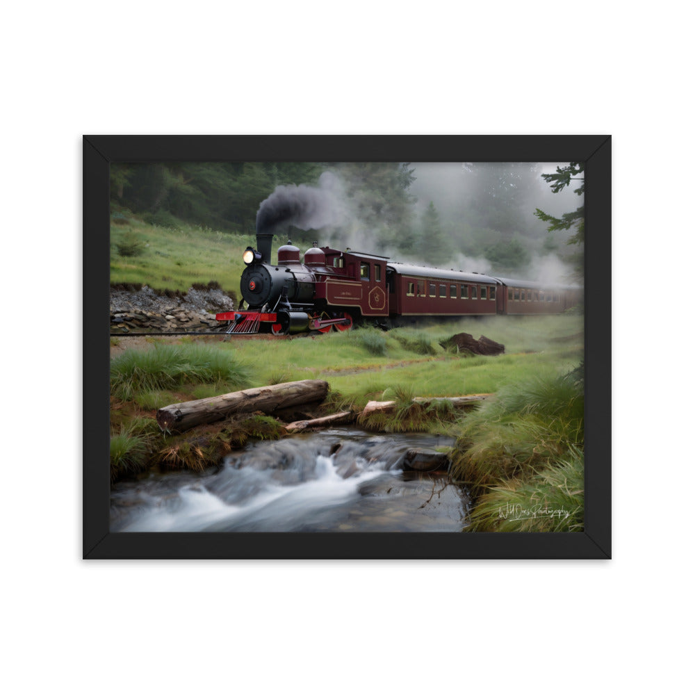 Misty Forest Train - Framed Paintography