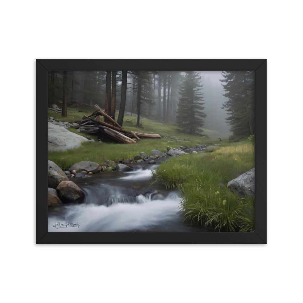Misty Woodland Stream - Framed Paintography