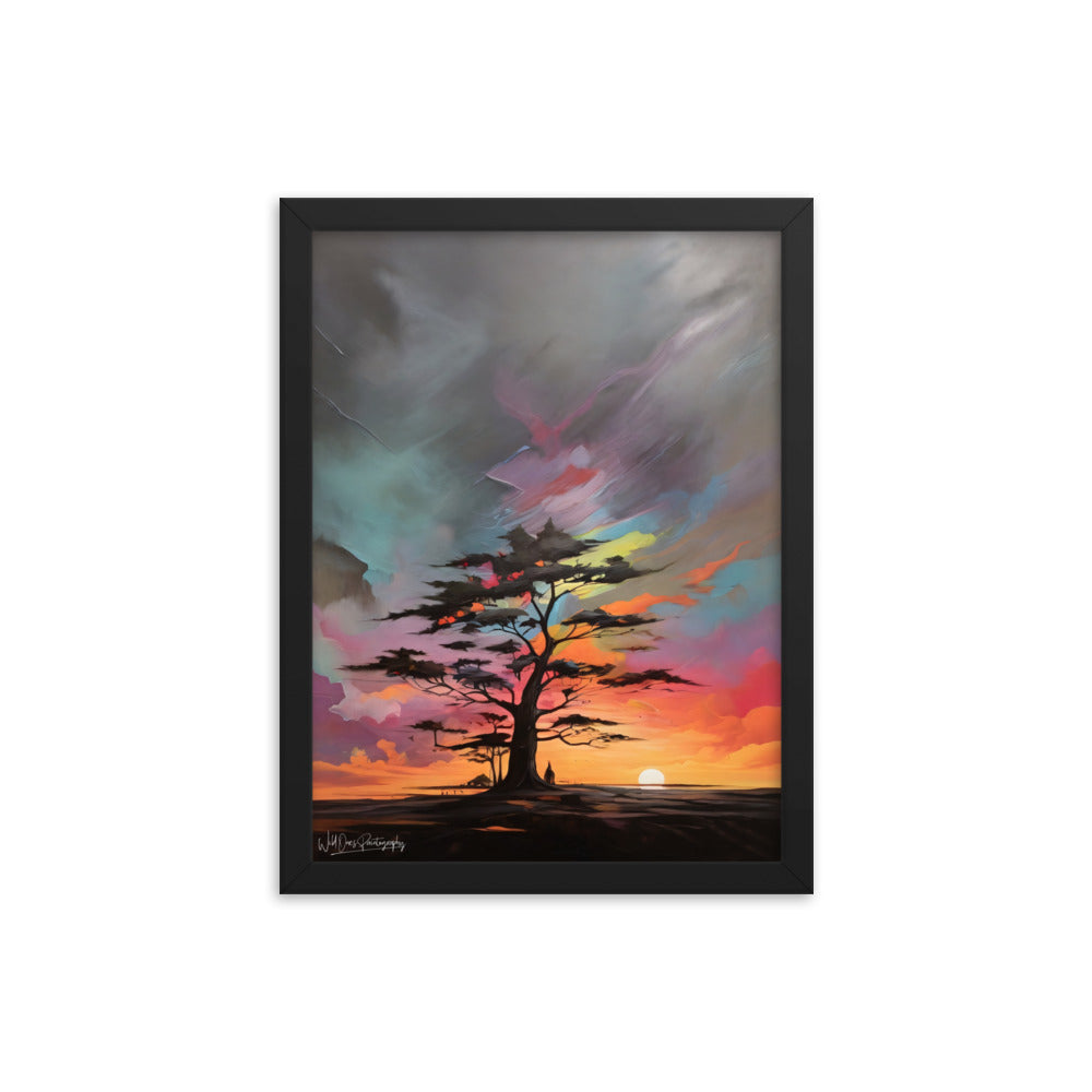 Vibrant Tree Sunset - Framed Paintography