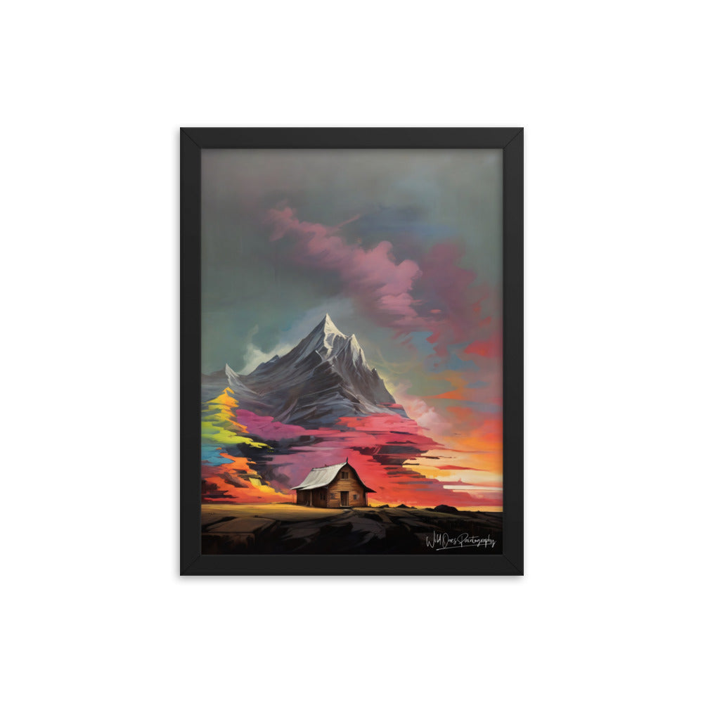 Vibrant Mountain Sunset - Framed Paintography