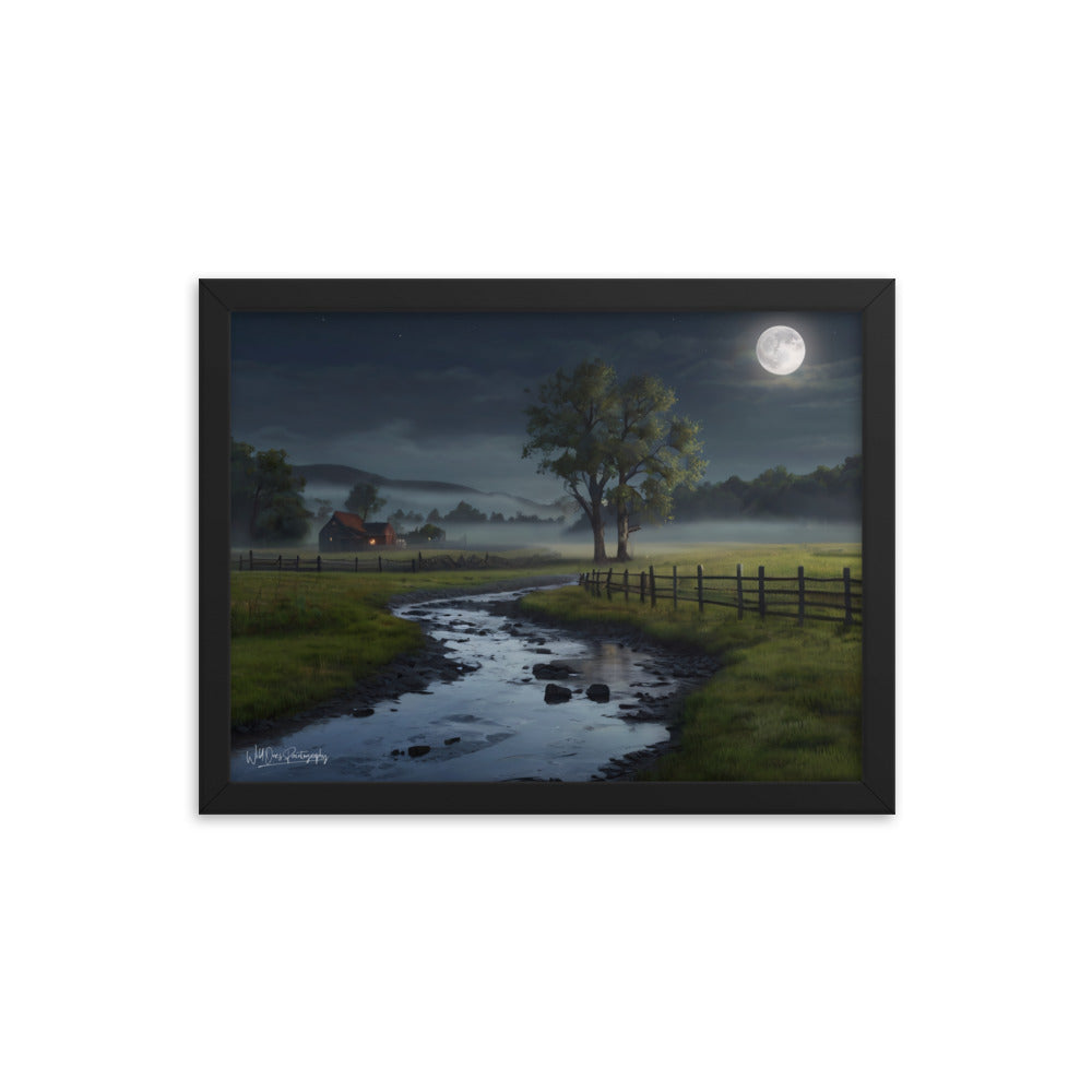 Misty Moon Creek - Framed Paintography