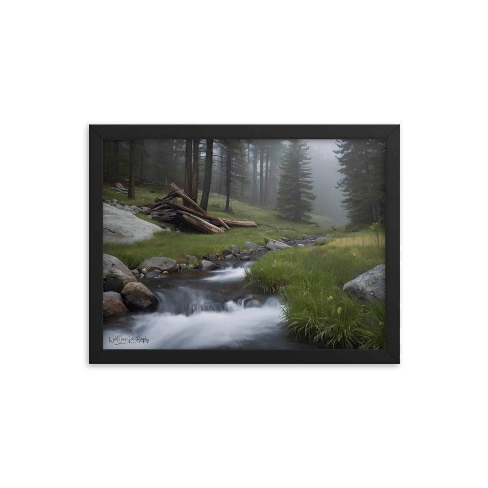 Misty Woodland Stream - Framed Paintography
