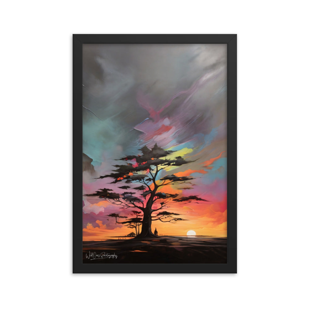 Vibrant Tree Sunset - Framed Paintography