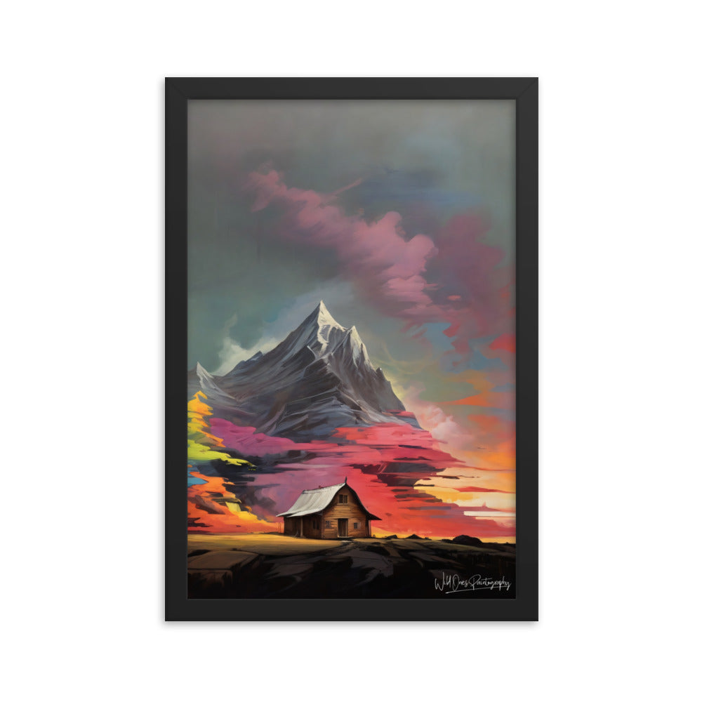 Vibrant Mountain Sunset - Framed Paintography