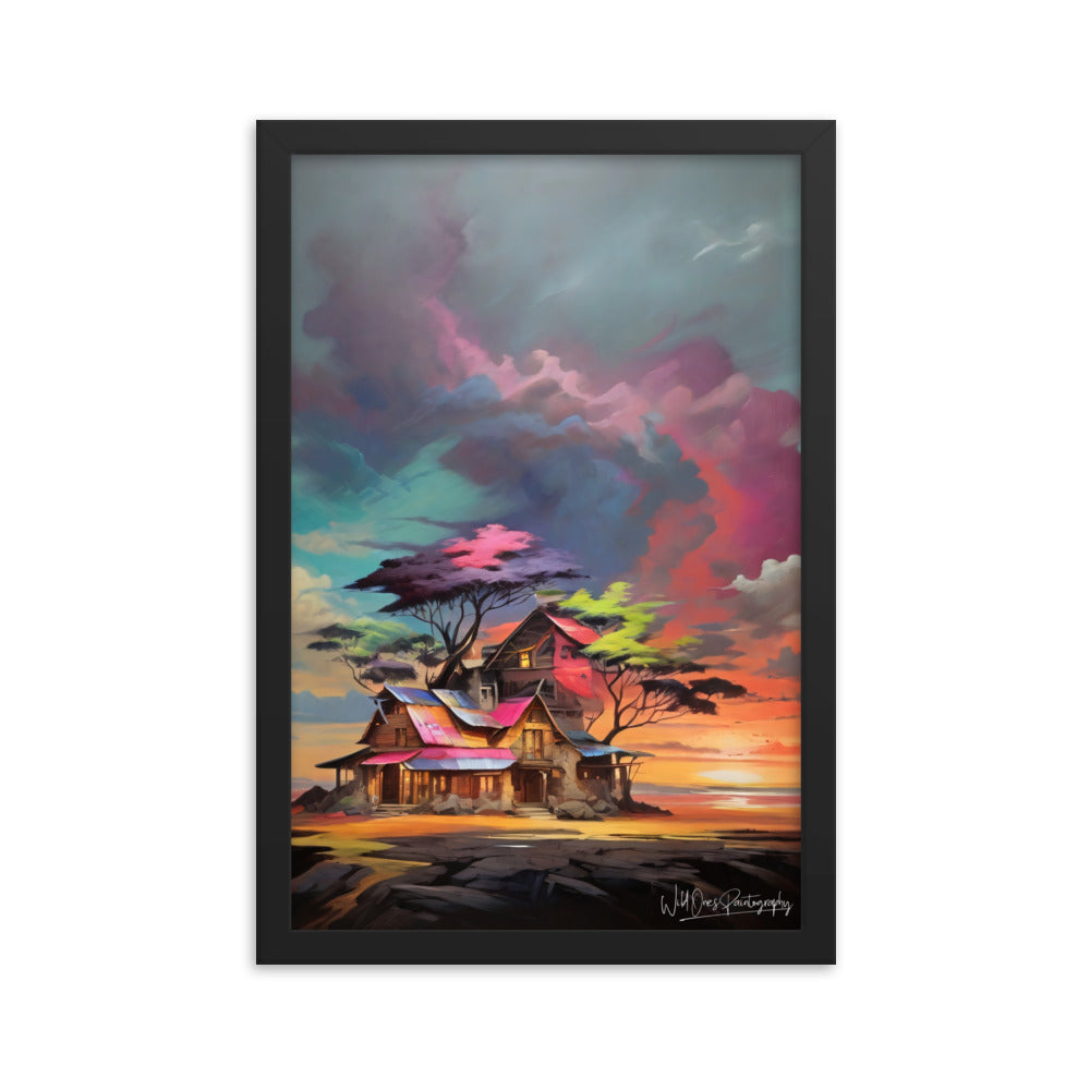 Vibrant Home Sunset - Framed Paintography