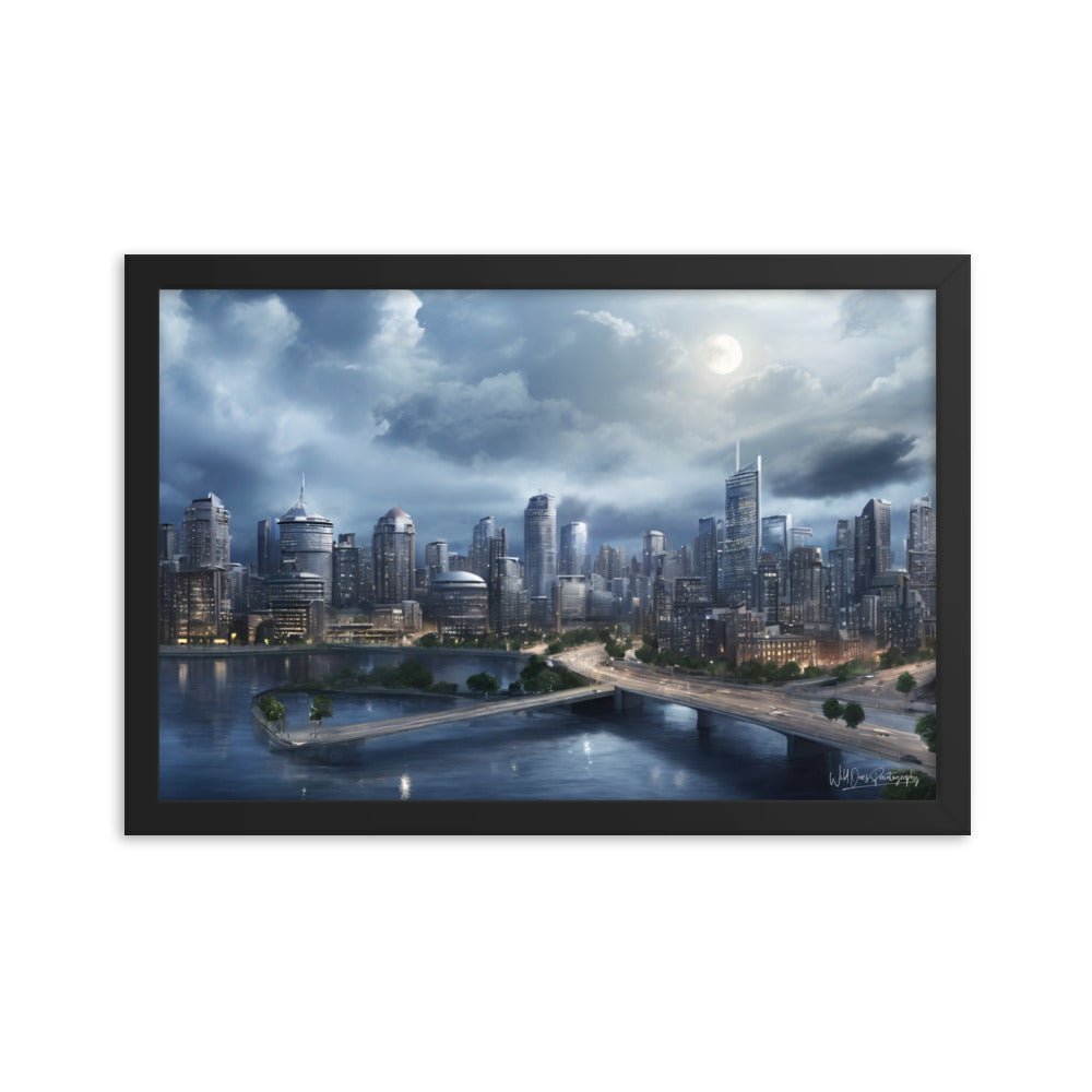 Night City Landing - Framed Paintography