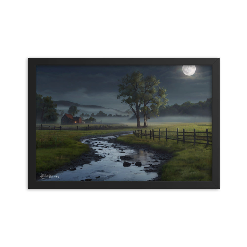 Misty Moon Creek - Framed Paintography