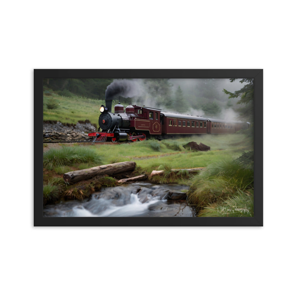 Misty Forest Train - Framed Paintography