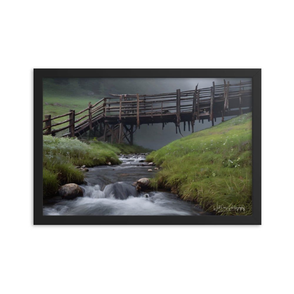 Misty Creek Bridge - Framed Paintography