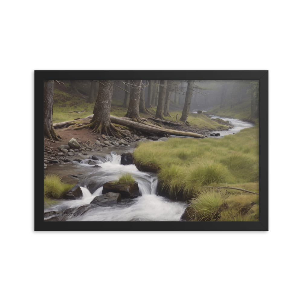 Misty Forest Creek - Framed Paintography