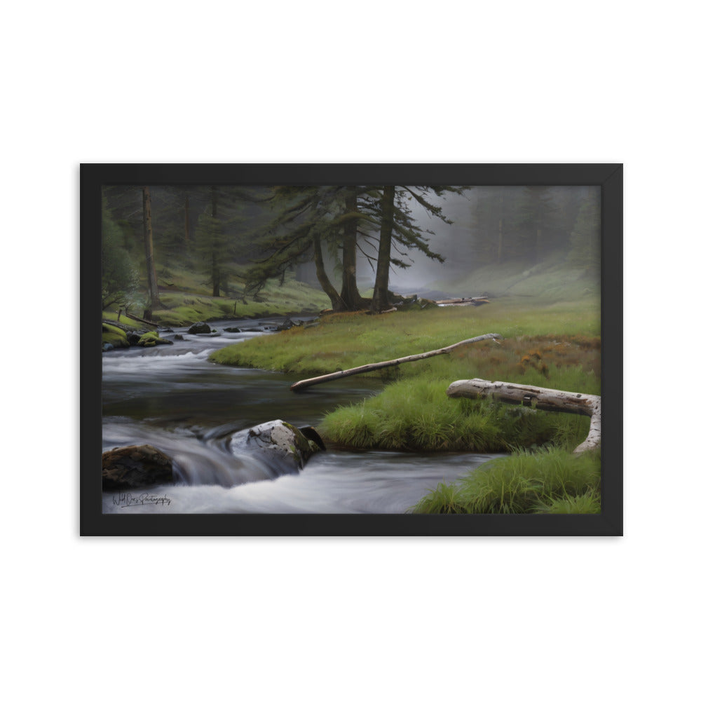 Mystic Woodland Brook - Framed Paintography