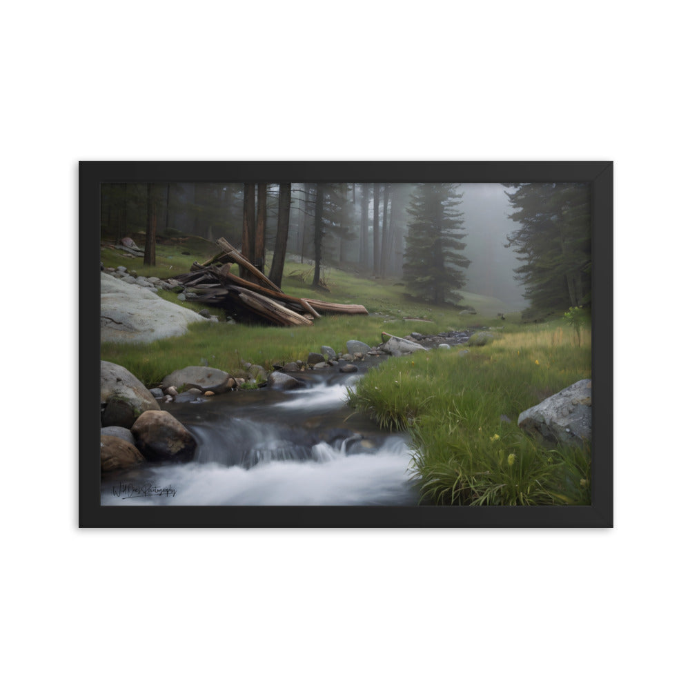 Misty Woodland Stream - Framed Paintography