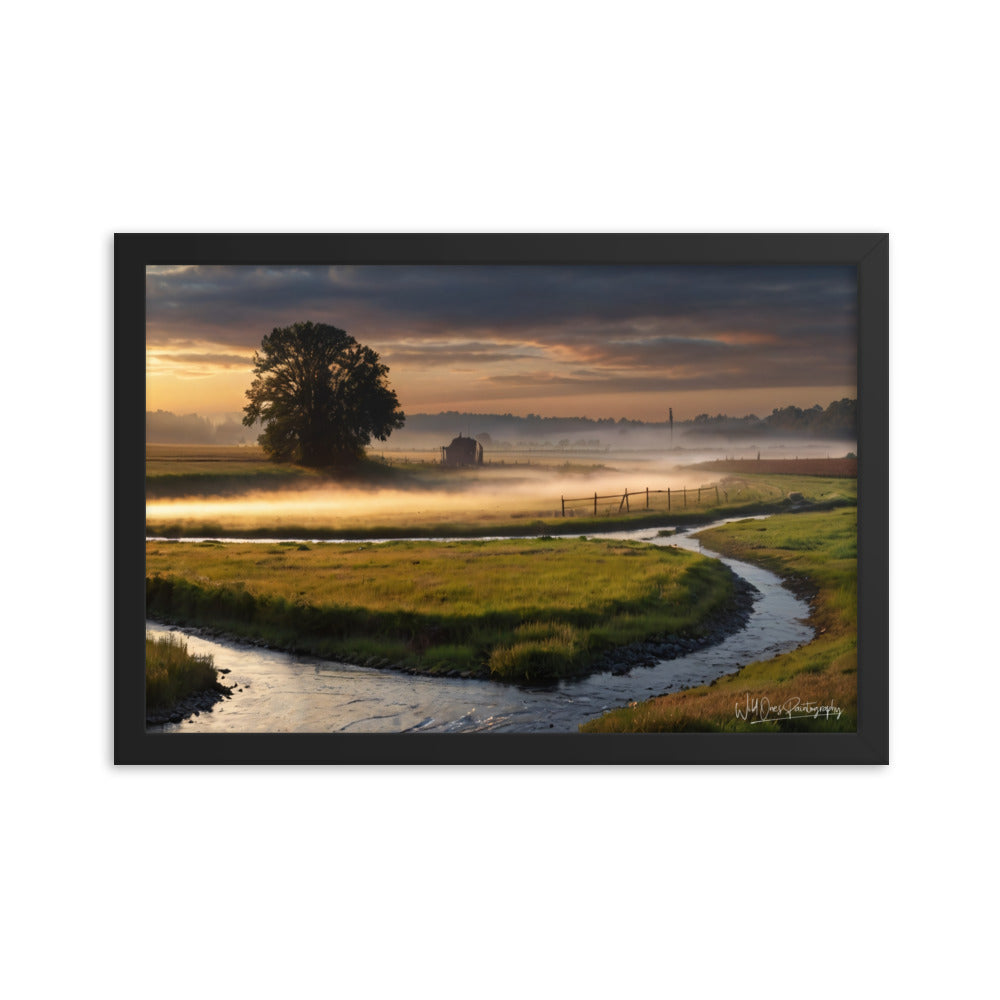 Misty Creek Island - Framed Paintography