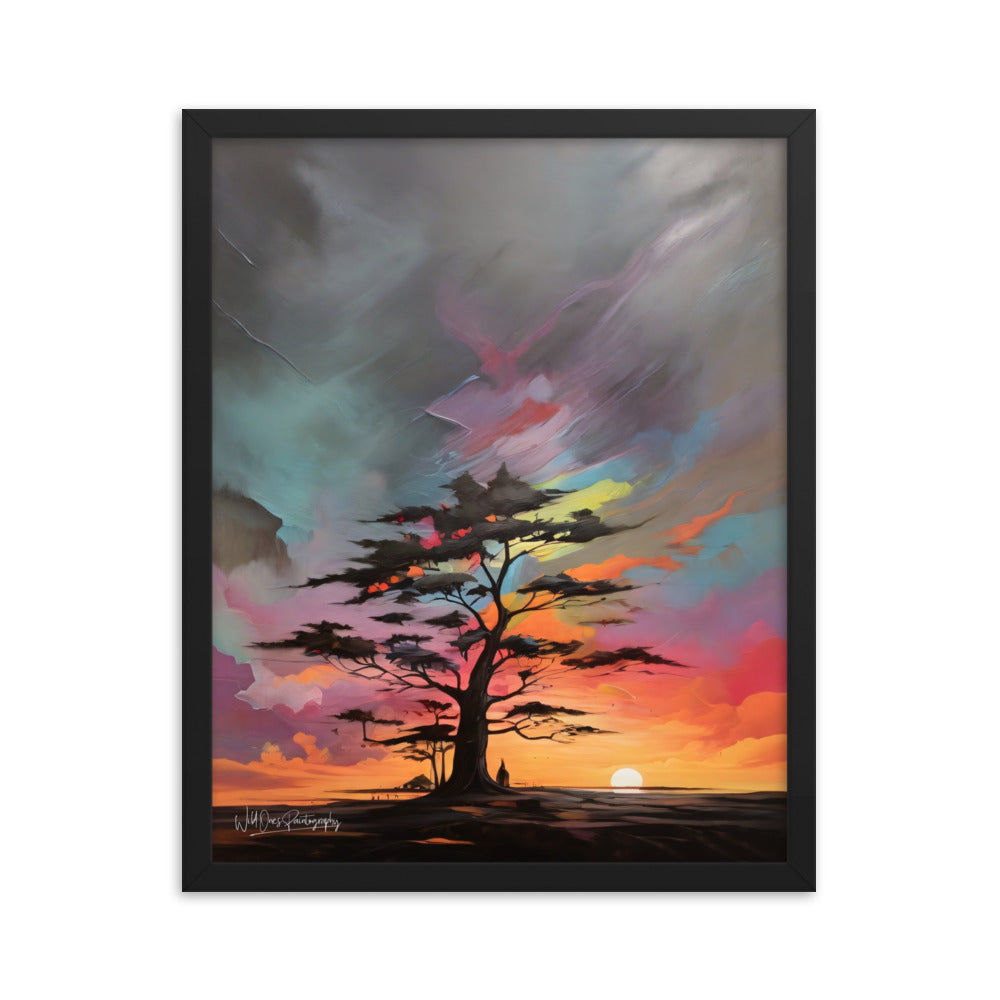 Vibrant Tree Sunset - Framed Paintography