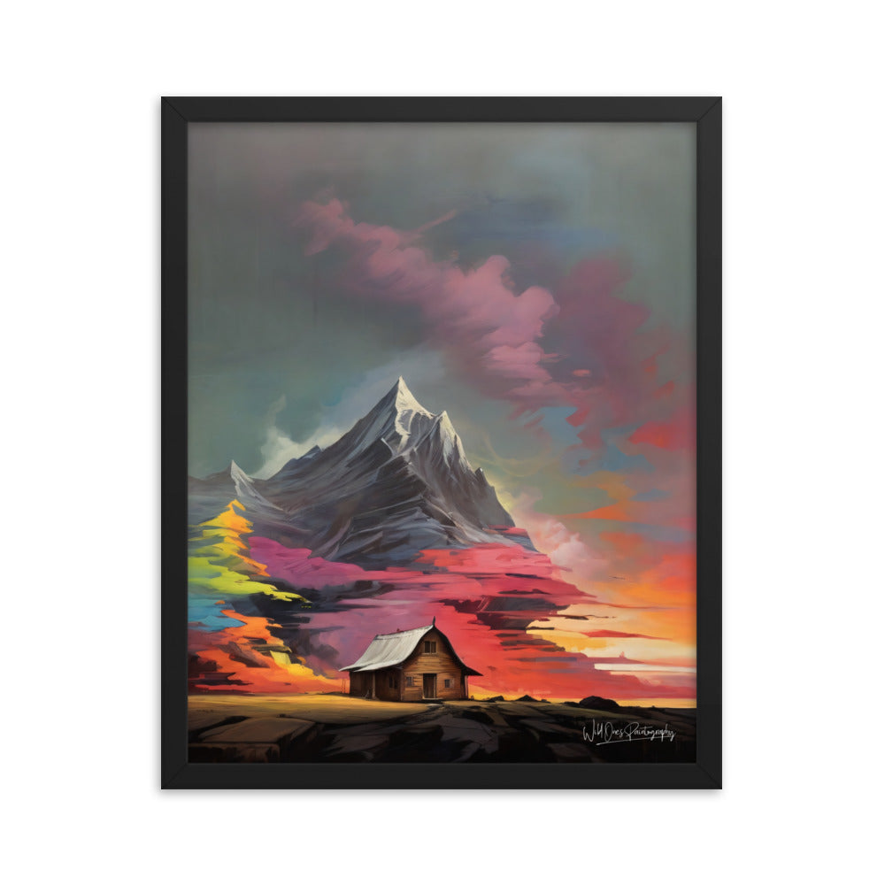 Vibrant Mountain Sunset - Framed Paintography