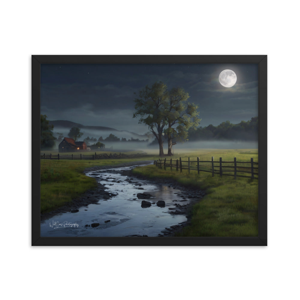 Misty Moon Creek - Framed Paintography