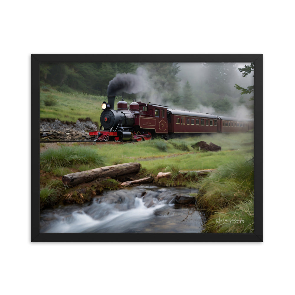Misty Forest Train - Framed Paintography