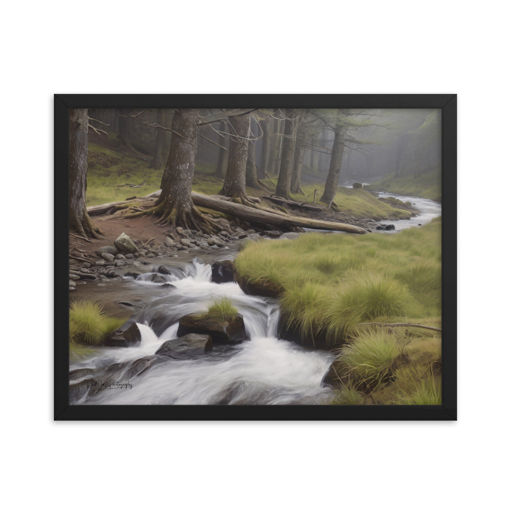 Misty Forest Creek - Framed Paintography