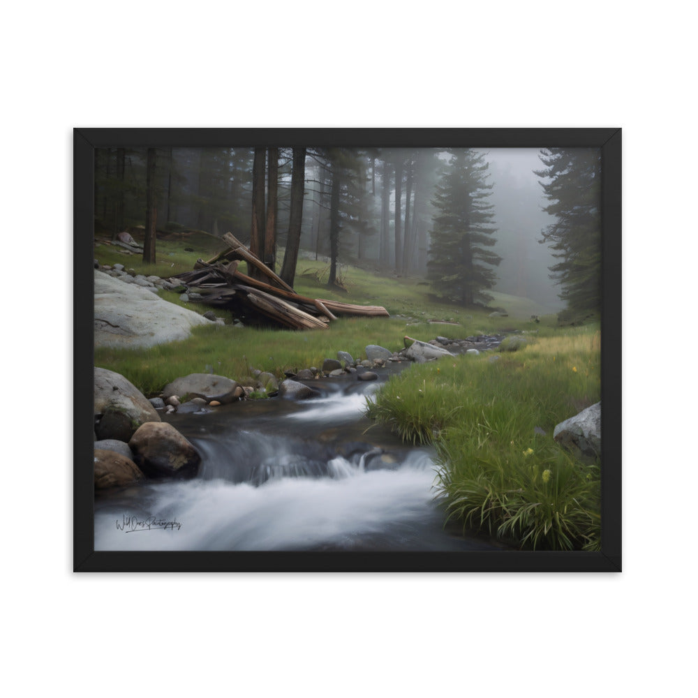 Misty Woodland Stream - Framed Paintography