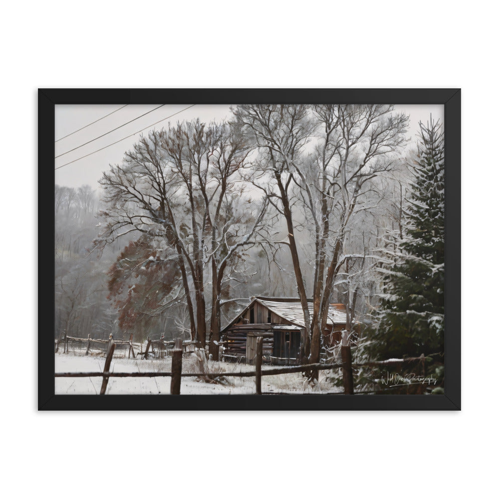 Winter Wonder Barn - Framed Paintography