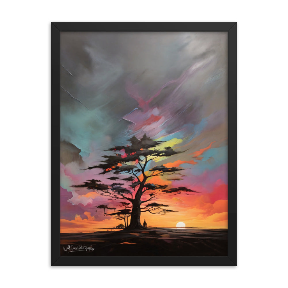 Vibrant Tree Sunset - Framed Paintography