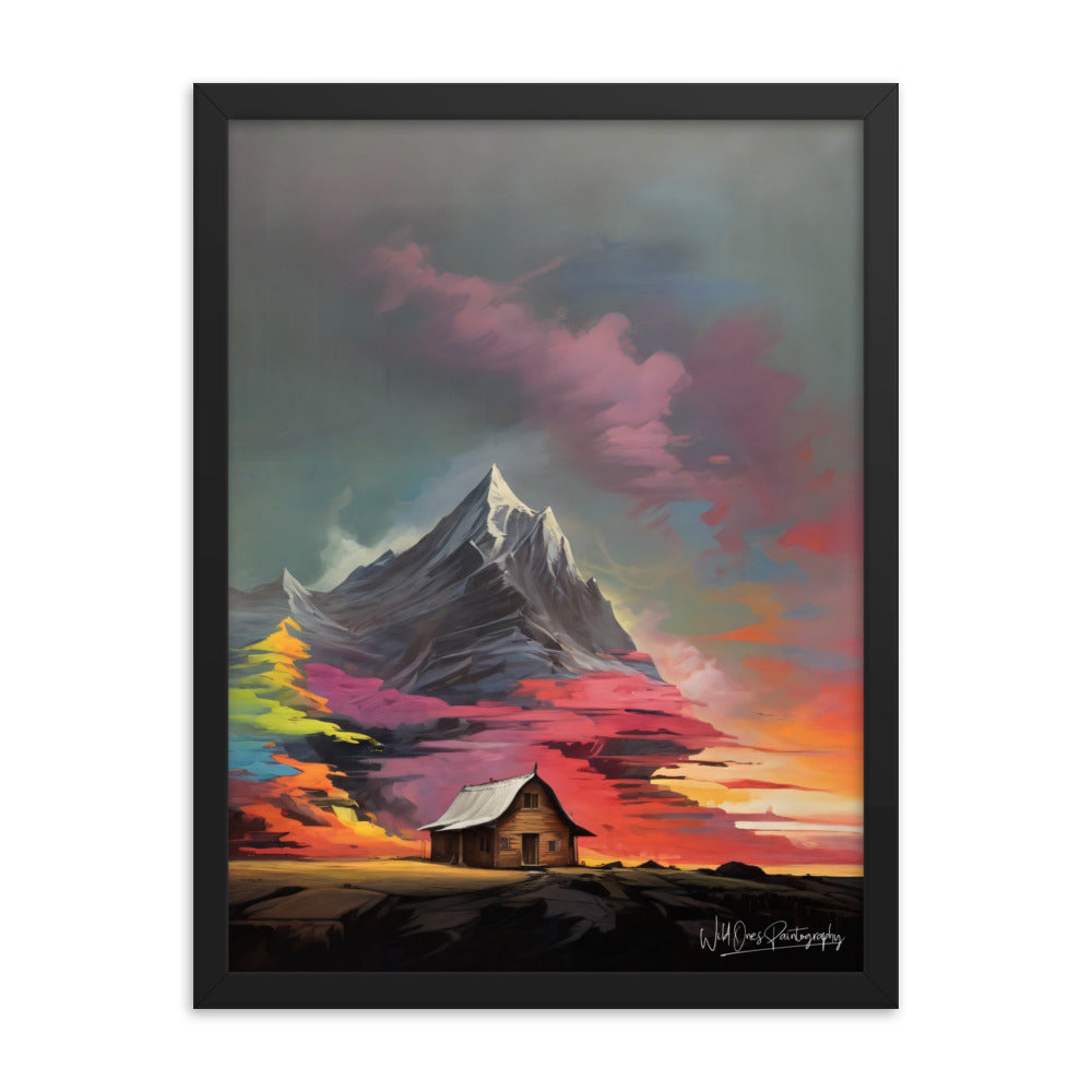 Vibrant Mountain Sunset - Framed Paintography