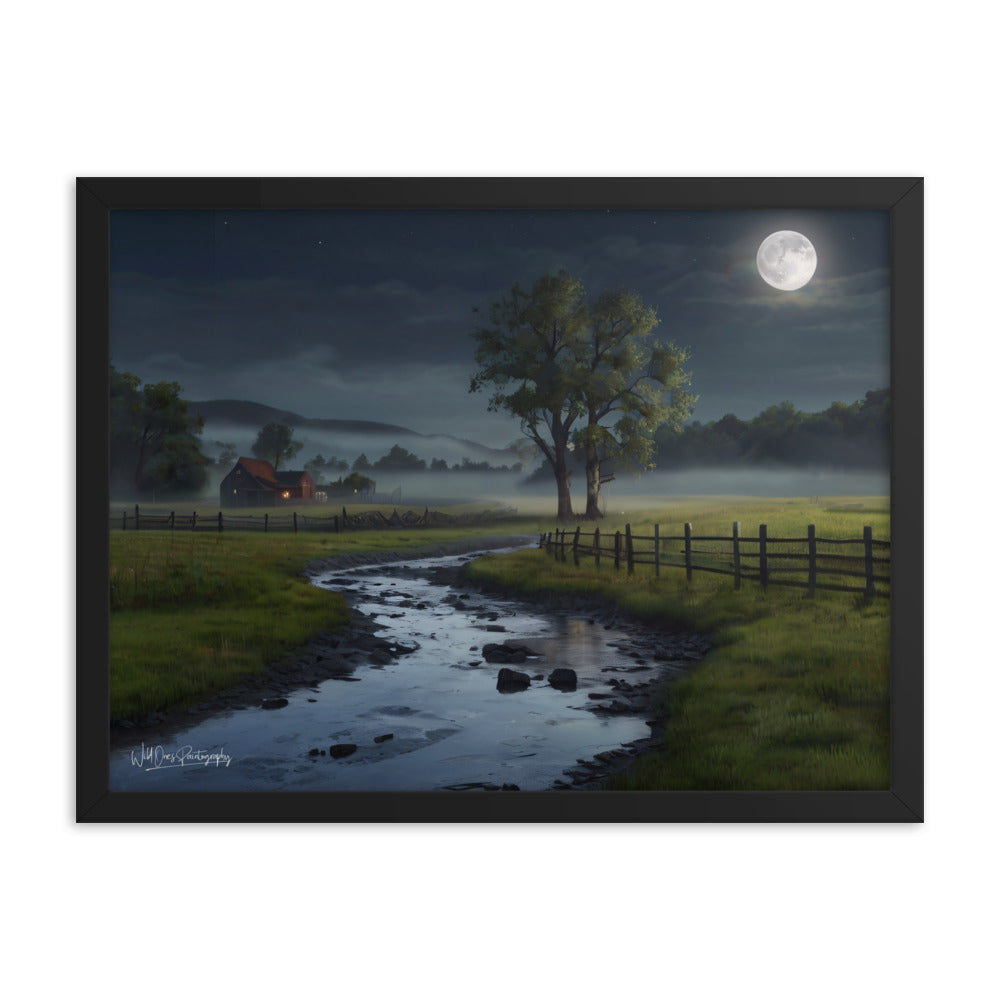 Misty Moon Creek - Framed Paintography