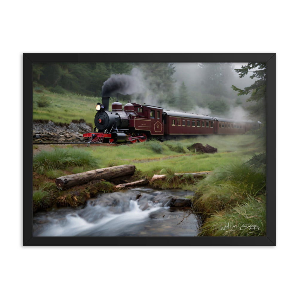 Misty Forest Train - Framed Paintography
