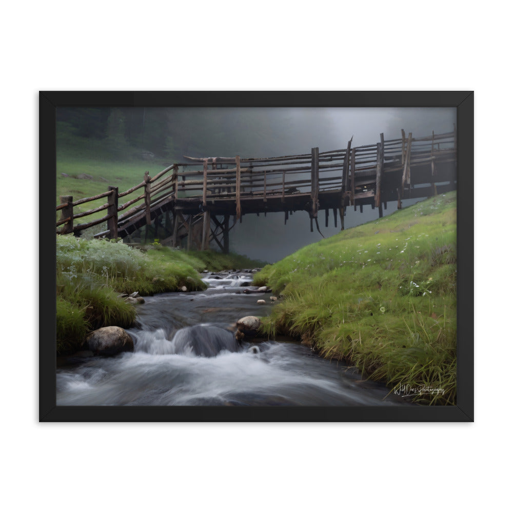 Misty Creek Bridge - Framed Paintography