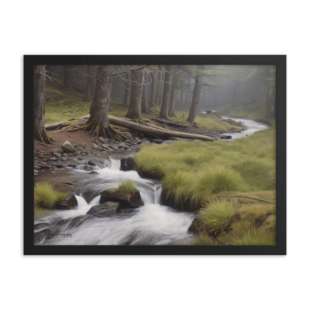 Misty Forest Creek - Framed Paintography