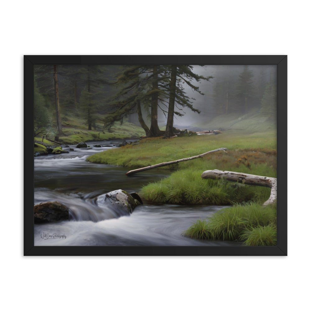 Mystic Woodland Brook - Framed Paintography