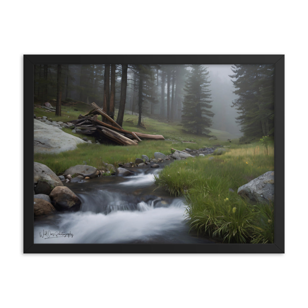 Misty Woodland Stream - Framed Paintography