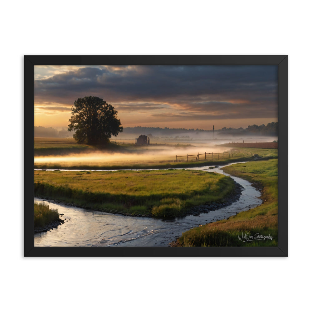 Misty Creek Island - Framed Paintography