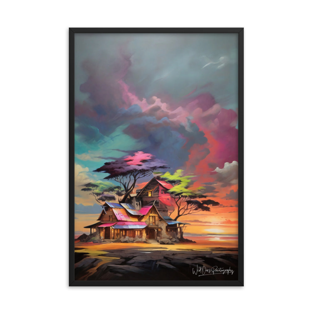 Vibrant Home Sunset - Framed Paintography