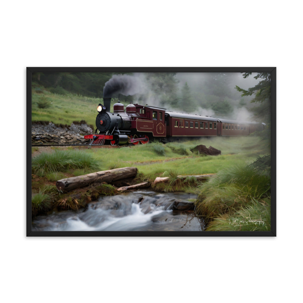 Misty Forest Train - Framed Paintography