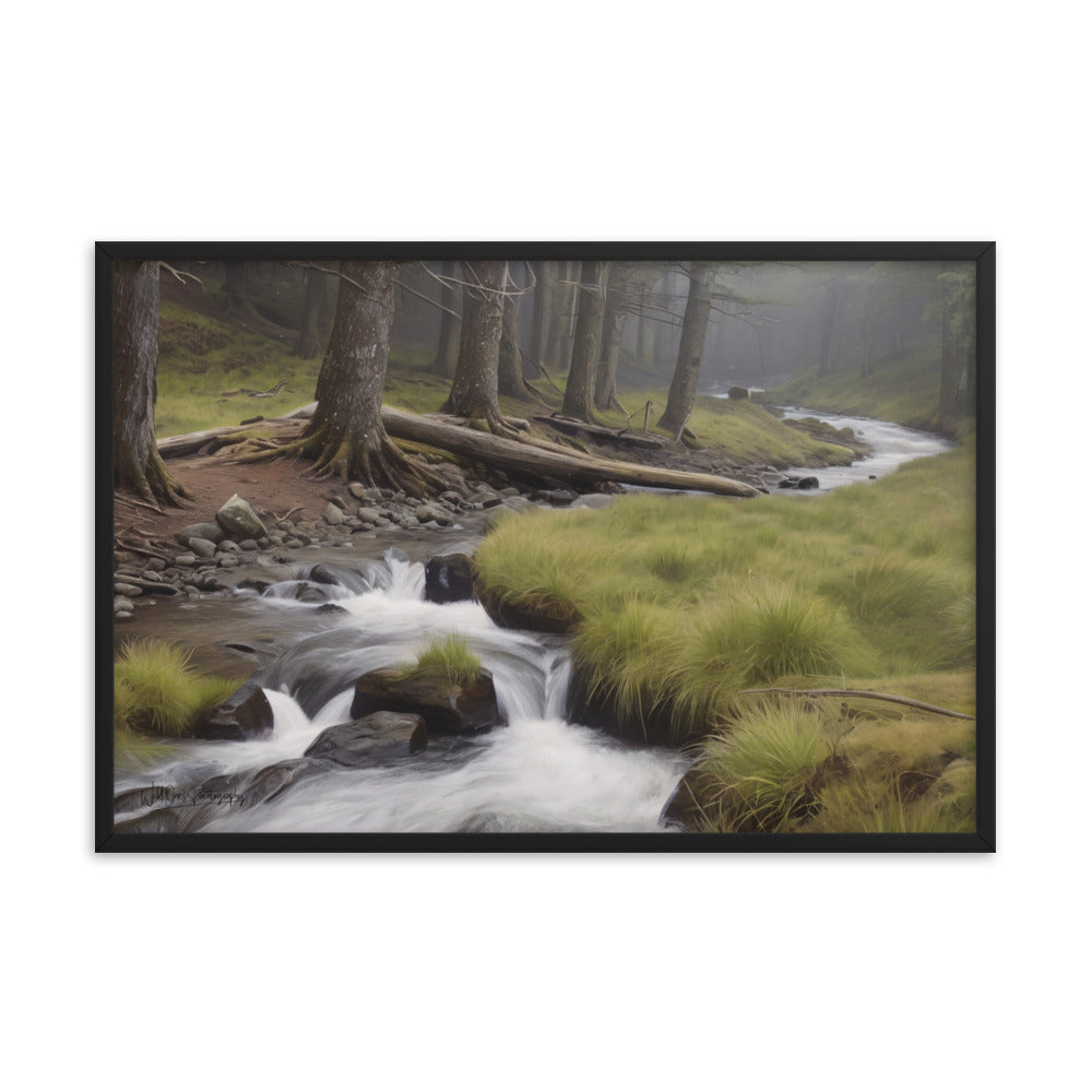 Misty Forest Creek - Framed Paintography