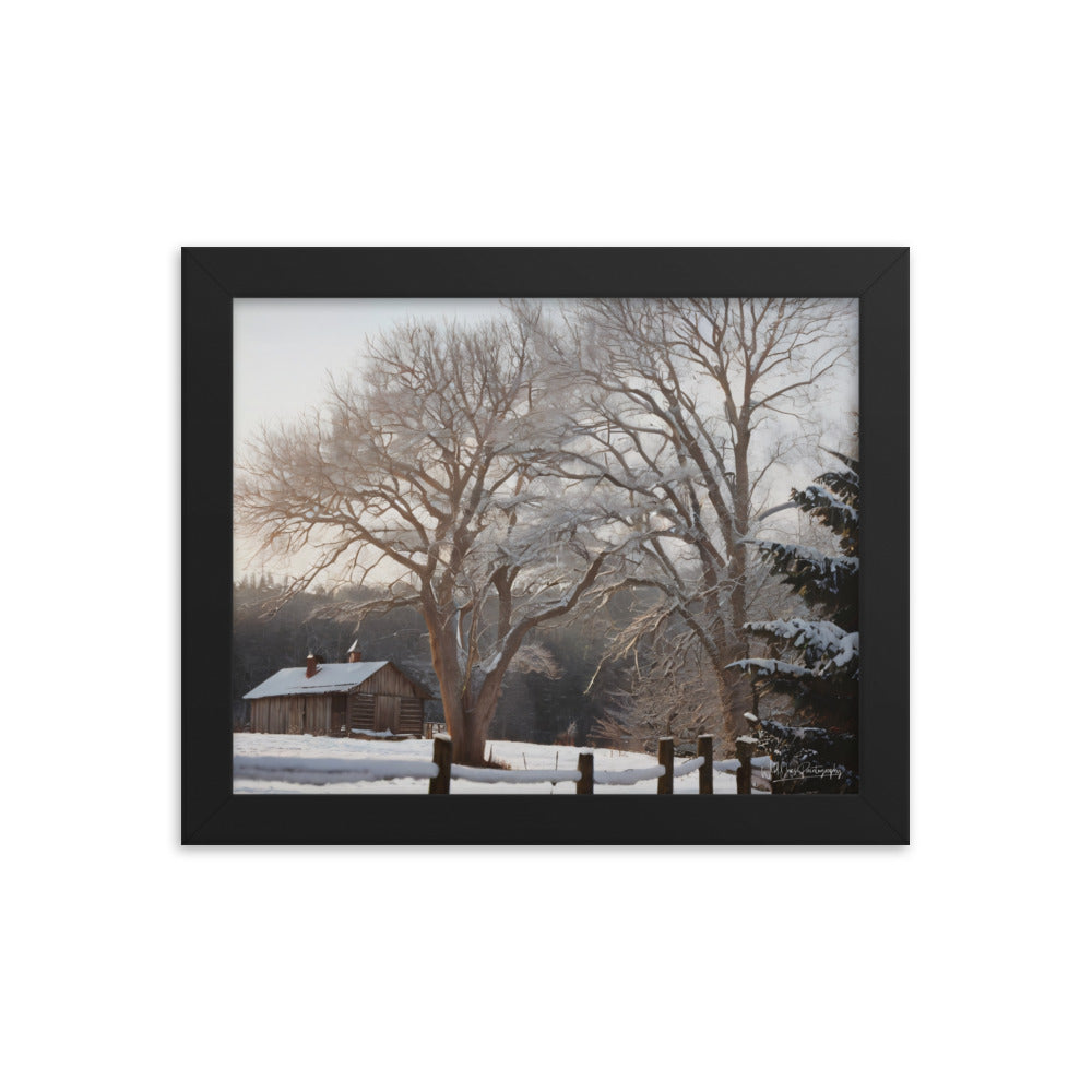 Winter Wonder Cabin - Framed Paintography
