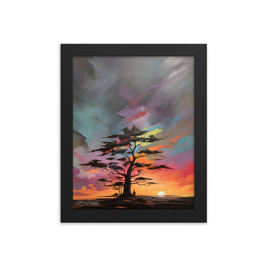 Vibrant Tree Sunset - Framed Paintography