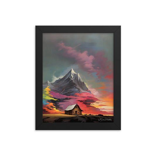 Vibrant Mountain Sunset - Framed Paintography