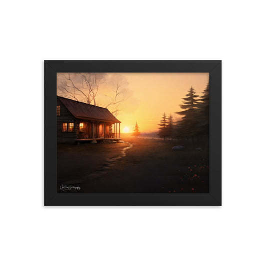 Sunset Cabin - Framed Paintography