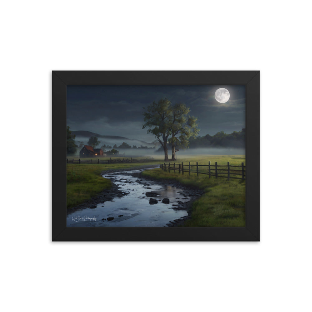 Misty Moon Creek - Framed Paintography