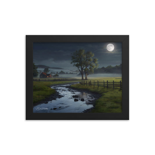 Misty Moon Creek - Framed Paintography